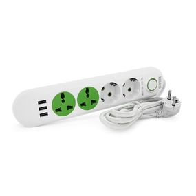 Сетевой фильтр F01U, 2 розетки EU + 2 розетки Universal + 3 USB, 1.5м арт.14602