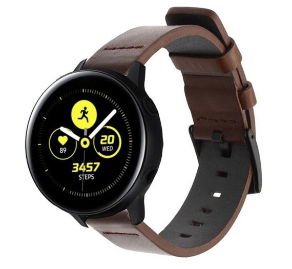 Кожаный ремешок Primo Classic для часов Samsung Galaxy Watch Active (SM-R500)/Active 2 (SM-R820/R830) - Coffee