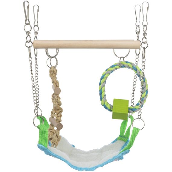 Підвісний міст Trixie для хом яка гамак з іграшками дерево і мотузка 17 х 22 х 15 см | Зображення 3
