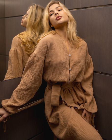 Платье "Kiko" Бежевое S - M - L | Зображення 3