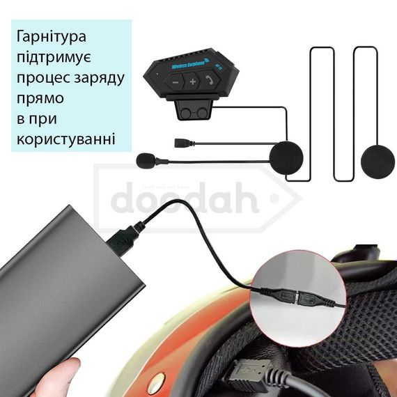Мотогарнітура Bluetooth BT12 FLEX - Hands-Free / Stereo / 500mAh / IP67. Гарантія 6 міс. | Зображення 2