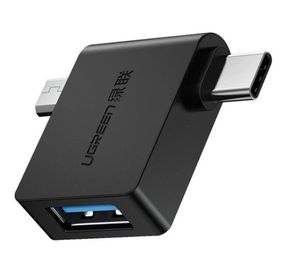 Адаптер Ugreen 30453 2 in1 micro-USB / Type-C Black Черный