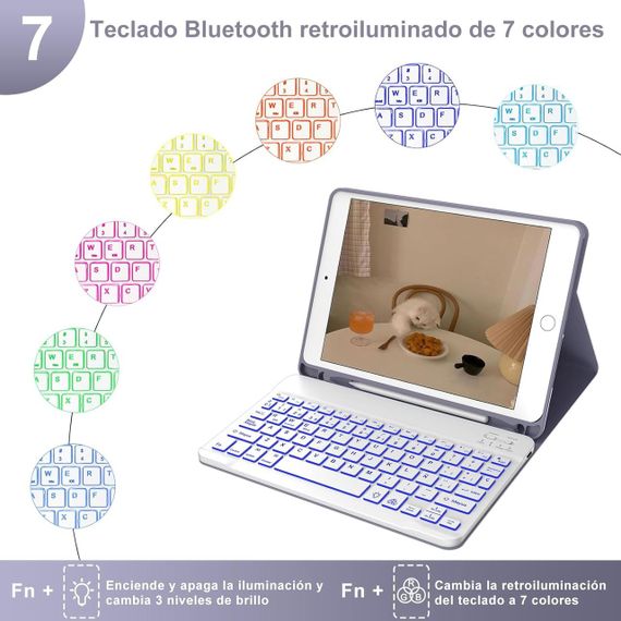 Чохол з магнітною Bluetooth клавіатурою для iPad 9.7”, iPad 5, 6 покоління, Pro, Air 1/2 з підсвіткою, тримачем стилуса лавандовий | Зображення 2