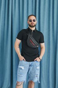 Бананка шкіряна Prada чорна (6792355233)