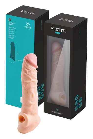 Насадка на пеніс Virgite S8, бежева, 19 см Sex Aura | Зображення 1