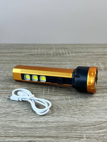 Ручний акумуляторний ліхтар HiSheen HS-8026B 4 режими яскраве LED-освітлення та бокова COB-підсвітка для дому Золотий | Зображення 6