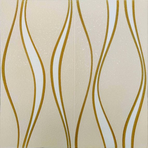 Самоклеюча 3D панель золоті хвилі 700x700x5мм (194) SW-00000766