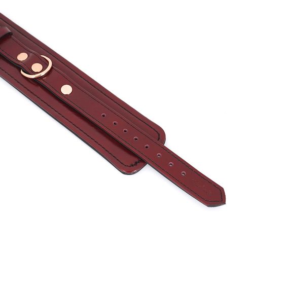 Шкіряні наручники Liebe Seele Wine Red Wrist Cuffs, знімний ланцюжок-кріплення | Зображення 7