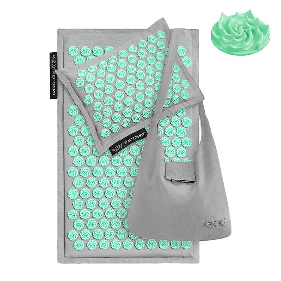 Килимок акупунктурний 4FIZJO Eco Mat Аплікатор Кузнєцова з подушкою 68 x 42 см Grey/Mint 4FJ0230 (P-5907739312181) | Зображення 7