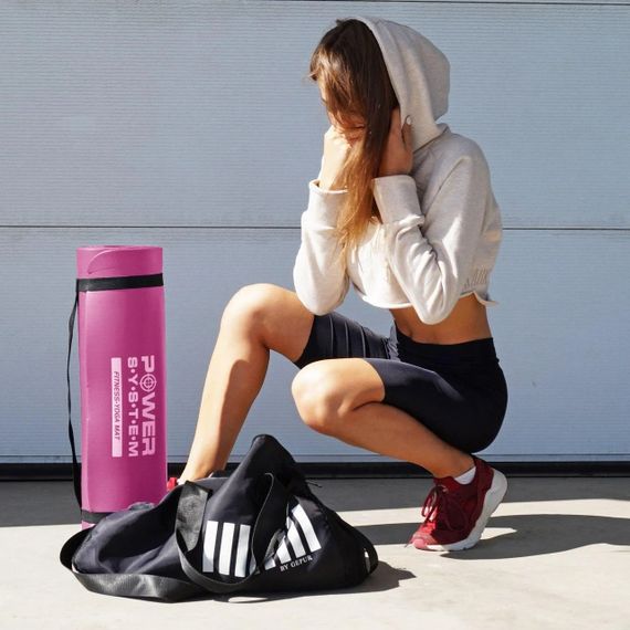 Килимок для йоги та фітнесу Power System PS-4017 NBR Fitness Yoga Mat Plus Pink (180х61х1) | Зображення 3