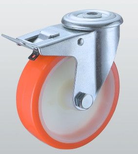 Колесо поворотное STANDART с отверстием и тормозом 4306-ST-125-R
