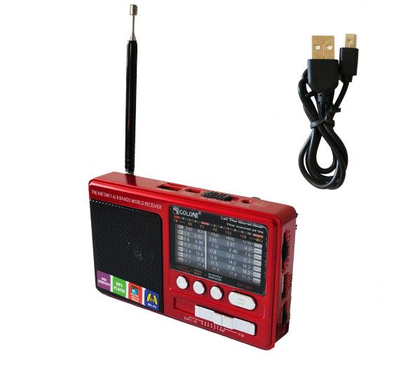 Портативний всехвильовий FM радіоприймач Golon RX 181 переносне радіо Power Bank USB червоний | Зображення 1