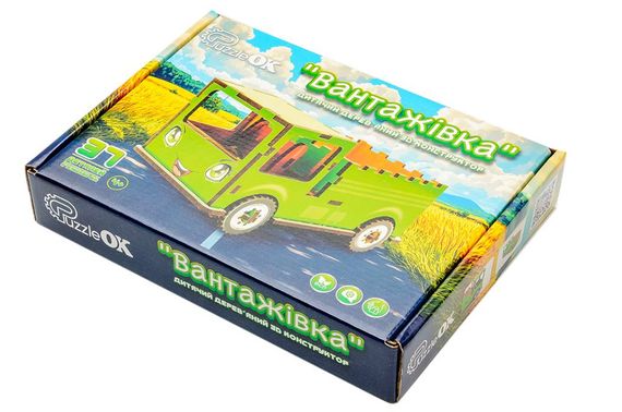 Конструктор Puz-00929 "Вантажівка" дерев'яний, 37 дет., розмір 8,7х15х 8,2 см PuzzleOK | Зображення 3