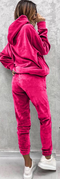 Женский велюровый костюм двойка джоггеры и худи IP445 цвет розовый, размер S/M | Зображення 1