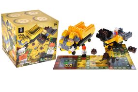 Конструктор блочний QB300-204 "Block&Steps: Мегабудівельник" + ходилка і меморі гра 3в1, 125дет. qbee