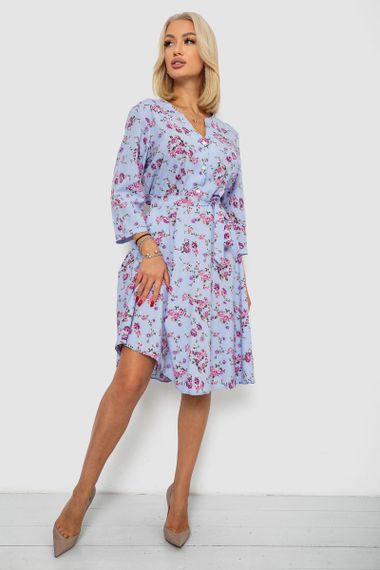 Платье софт с принтом, цвет голубой, 230R0032-5 | Зображення 1
