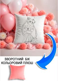 Подушка плюшева Мерч Крафт Дизайн з принтом аніме Сейлор мун рожевий плюш квадратна 33х33 см