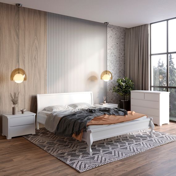 Односпальне дерев'яне ліжко Mebigrand Палермо Білий (RAL9003) 80х200 см (MBG-11324)