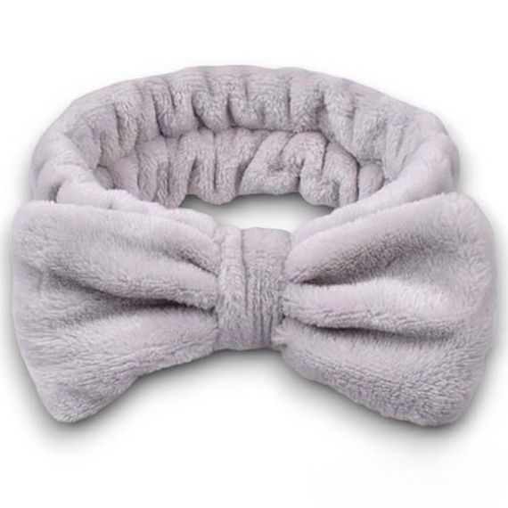 Повязка на голову с бантиком Серая