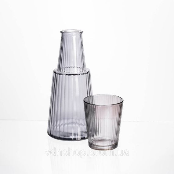 Глечик 800 мл зі склянкою 1 (шт) 250 (мл) графин для компоту соку води лимонаду глечик для напоїв Прозорий HP-19-TH-3 | Зображення 2