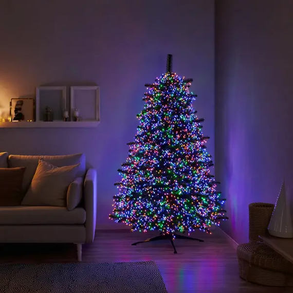 Новорічна гірлянда кімнатна роса 100 м 3000 LED Хвойна лапа зелений провід Мультиколір | Зображення 4