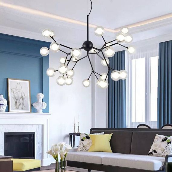 Люстра підвісна на 27 лампочок 26389 Чорний 65-115х80х80 см.