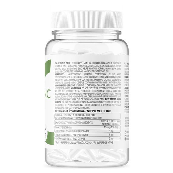 Микроэлемент Цинк для спорта OstroVit Triple Zinc 90 Caps | Зображення 1