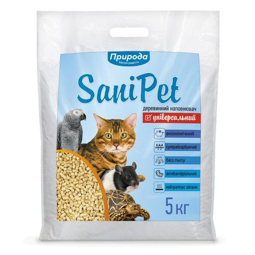 Наполнитель гигиенический древесный Природа Sani Pet «Универсальный» для котов 5 кг