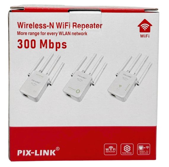 Репитер WiFi Pix Link 2.4GHz усилитель сигнала вай фай ретранслятор расширитель интернета 300 Мбит 4 антенны точка доступа WPS | Зображення 7