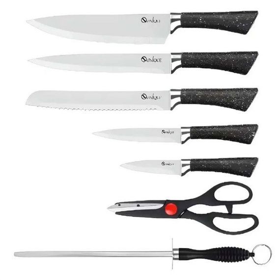 Набор Кухонных ножей с ножницами и подставкой UNIQUE UN-1837 | Зображення 1