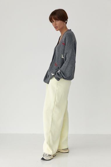 В'язаний вільний кардиган на ґудзиках - сірий цвет, ONE SIZE (є розміри) | Зображення 2