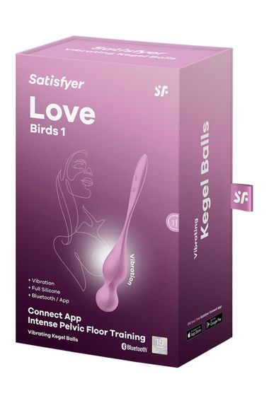 Смарт-шарики Кегеля Satisfyer Love Birds 1 с вибрацией, розовые sexstyle | Зображення 5