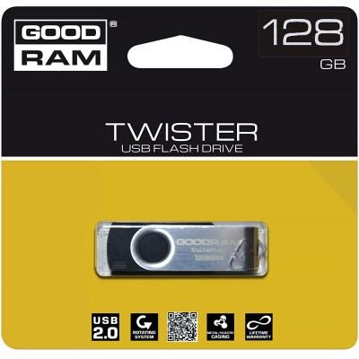 USB флеш накопичувач Goodram 128GB UTS2 Twister Black USB 2.0 (UTS2-1280K0R11) | Зображення 1