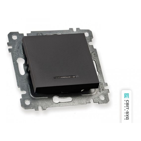 Механізм вимикача 1 кл, 10А, з світловим індикатором, RITA, Mutlusan, чорний, (арт.47-04-35)