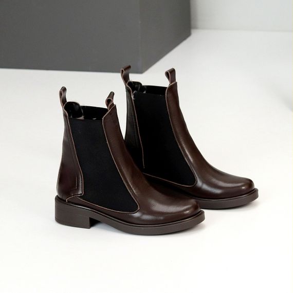 Повсякденні Шоколадні шкіряні черевики челсі низький хід зима 2026 | Зображення 2