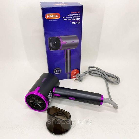 Профессиональный фен для объема Magio MG-163 2000 Вт, Профессиональный фен для укладки волос с насадкой BF-11 | Зображення 4