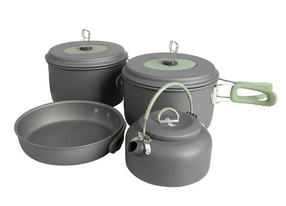 Набір посуду Bo-Camp Explorer XL 4 Pieces Hard Anodized Grey/Green (2200249) (DAS302116)