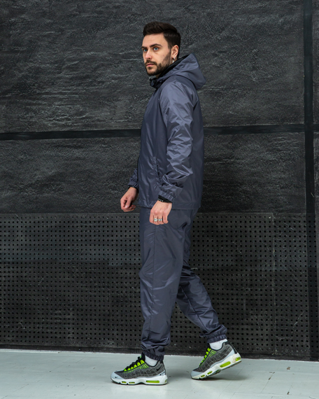 Мужской спортивный костюм из плащевки штаны и ветровка, BD0030 цвет графит, размер XL | Зображення 5