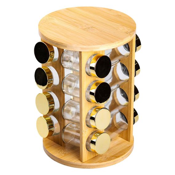 Набор для специй на деревянной подставке 16 стеклянных емкостей для приправ HP-1367 | Зображення 3
