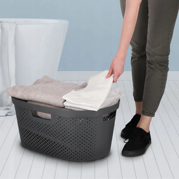 Кошик для білизни пластиковий Curver Infinity 40 л 04755 темно-сірий, міцний і зручний | Зображення 8