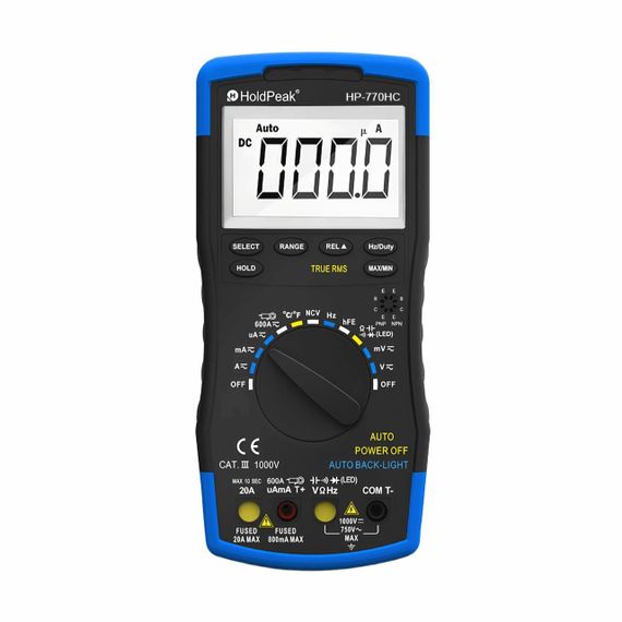 Мультиметр HoldPeak HP-770HC високоточний цифровий (TrueRMS 6000 відліків 1000В 20А AC/DC 60МОм 100мФ 1000°C 10МГц NCV) | Зображення 2