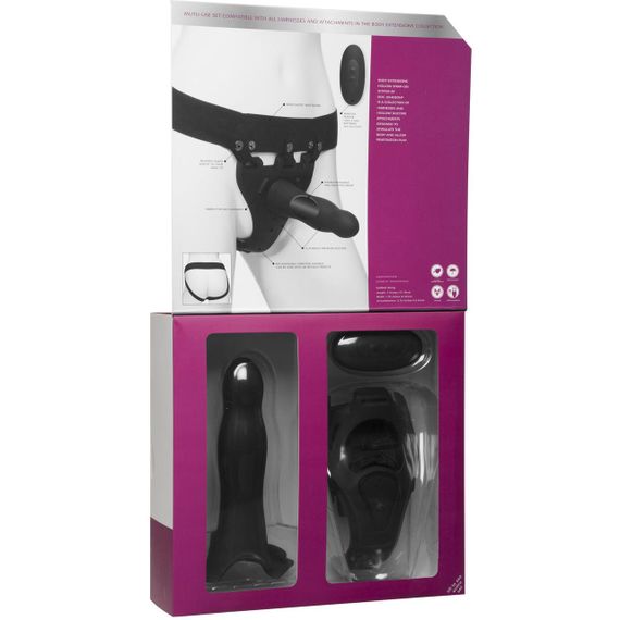 Страпон унісекс Doc Johnson Body Extensions – Be Aroused, вібрація, пульт керування, порожня насадка sexstyle | Зображення 7