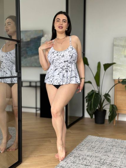 Чорно-білий купальник танкіні PLUS SIZE | Зображення 3