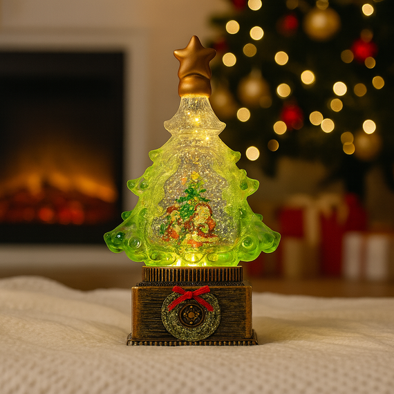 Светильник-ночник "Елка" снежный шар с подсветкой и метелью (XHF-8003), Новогодний сувенир