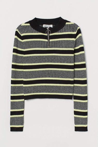 Підлітковий гольф для дівчинки H&M 146-152 см Чорний із салатовим (01281)