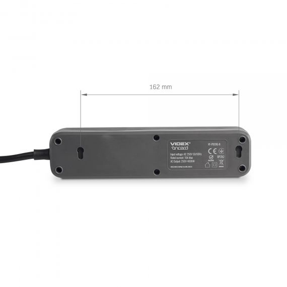 Мережевий подовжувач VIDEX ONCORD з/з 3п 3м (3x1.5мм) з кнопкою Black | Зображення 5