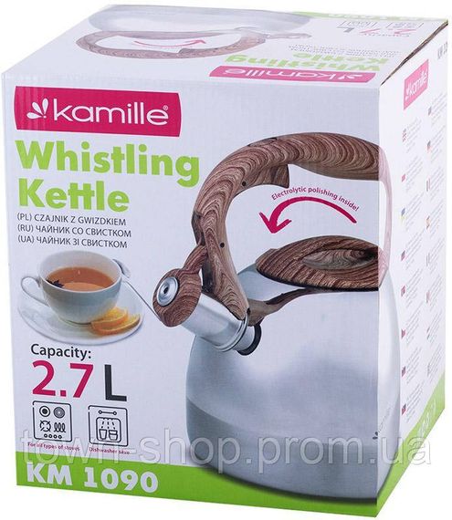 Чайник Kamille Whistling Kettle 2.7л из нержавеющей стали сатин со свистком KM-1090 | Зображення 7