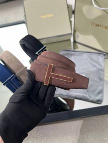 Ремінь Tom Ford T Icon замшевий коричневого кольору r155