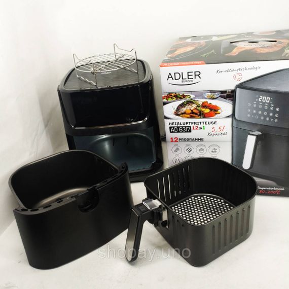 Мульти фритюрница ADLER AD 6317 5.5Л 2500Вт, Аэрогриль электрический для жарки без масла MS-79 | Зображення 2