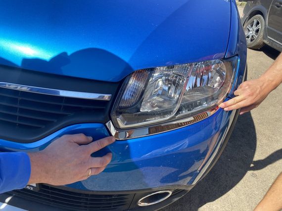 Накладки на фары (2 шт, нерж) для Dacia Logan III 2013-2024 гг | Зображення 2